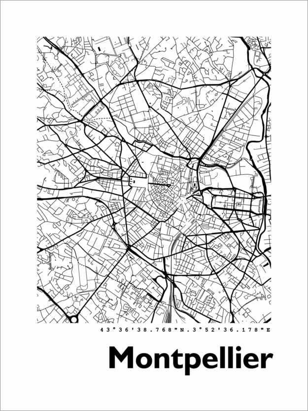 Plakat City map of Montpellier
