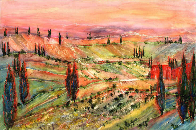 Plakat Tuscany sunset
