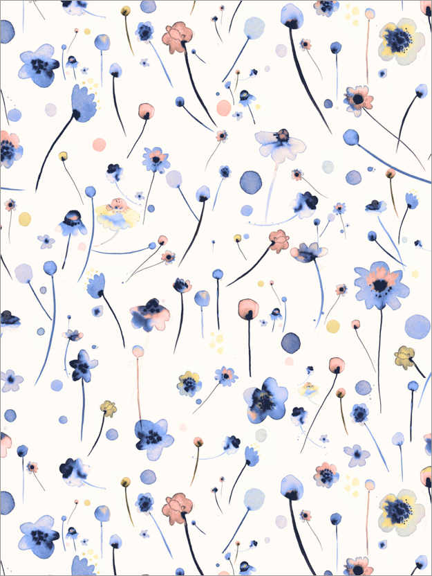 Plakat Blue Soft Flowers