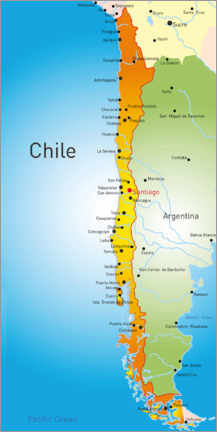 Plakat  Chile - Map