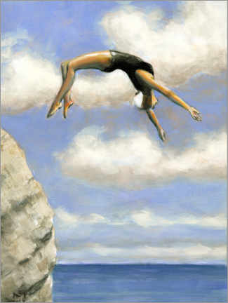 Lærredsbillede  Jumping from a rock - Sarah Morrissette
