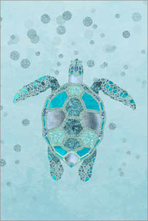 Selvklæbende plakat  Blue turtle - Andrea Haase