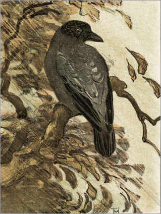 Plakat  Hooded crow on a branch - Theo van Hoytema