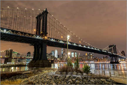 Plakat Manhattan Bridge at night