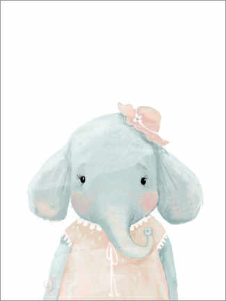 Print på træ  Miss Elephant - Kidz Collection