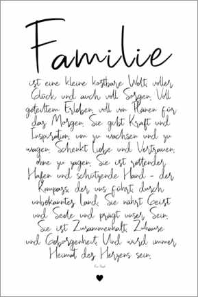 Selvklæbende plakat  Family - a poem (German) - Ohkimiko