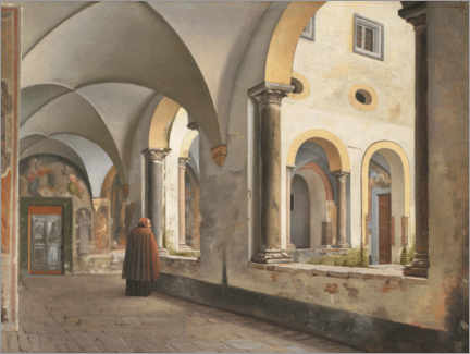Lærredsbillede  I franciskanerklosteret Santa Maria in Aracoeli i Rom - Christoffer Wilhelm Eckersberg