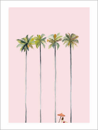 Print på skumplade  On the pink beach - Mantika Studio