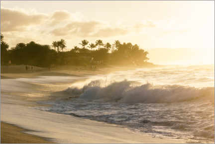 Selvklæbende plakat  Golden light on the beach in Hawaii - Road To Aloha