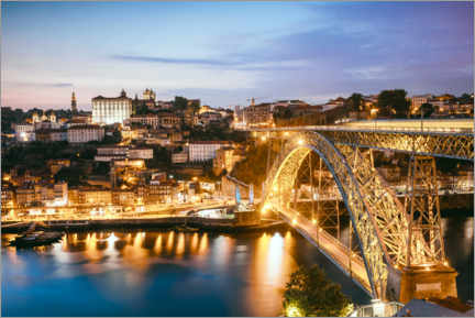Plakat Ponte Dom Luís I at night, Porto