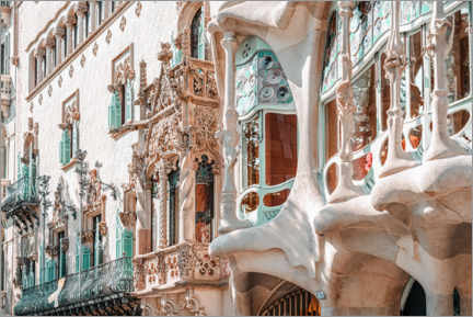 Print på træ  Casa Batllo by Antoni Gaudi in downtown Barcelona, Spain - Radu Bercan