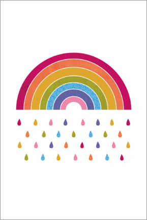 Plakat Colourful rainbow rain