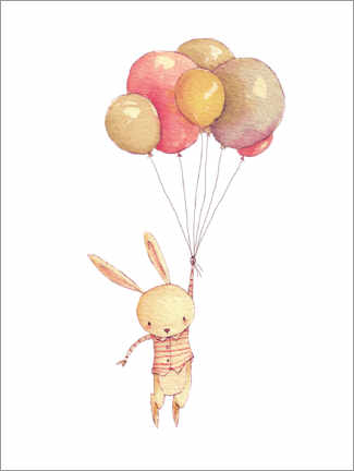 Akrylbillede  Flying Bunny - Mike Koubou