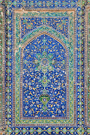 Lærredsbillede  Wall mosaic in a mosque, Uzbekistan