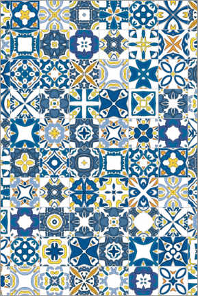 Lærredsbillede  Bright azulejos in Lisbon