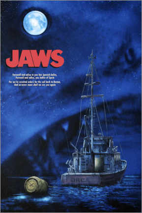Print på skumplade  Jaws - Båd om natten