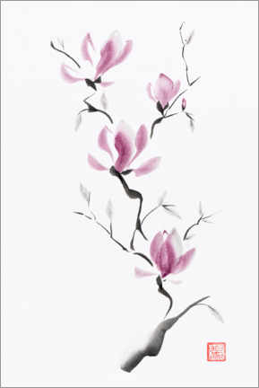 Print på aluminium  Magnolia blossom branch - Maxim Images