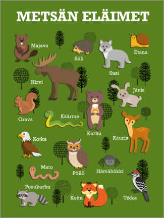 Plakat Forest animals (Finnish)