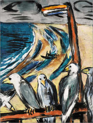 Selvklæbende plakat  Seagulls in the storm - Max Beckmann