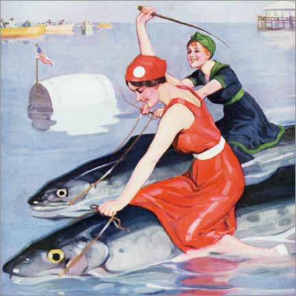 Akrylbillede  Two women on a fish - Brynolf Wennerberg