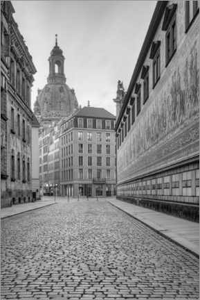 Print på træ  Procession of princes in Dresden black and white - Michael Valjak