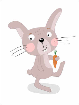 Print på træ  Rabbit with carrot - Heyduda