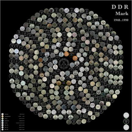 Lærredsbillede  GDR Mark Circle: Nighttime colors (German) - Carlos Catalogart