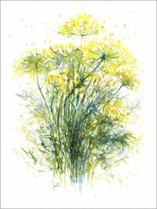 Selvklæbende plakat  Dill Flowers - Zaira Dzhaubaeva