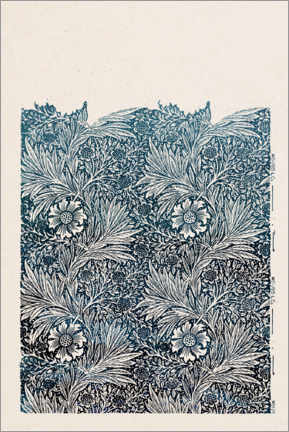 Print på aluminium  Marigold, blue - William Morris