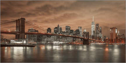 Lærredsbillede  Brooklyn Bridge over East River - Assaf Frank