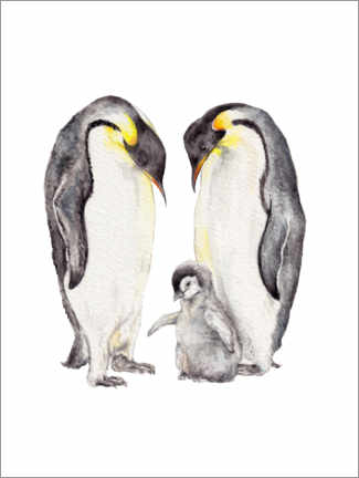 Selvklæbende plakat  Penguin Family - Wandering Laur