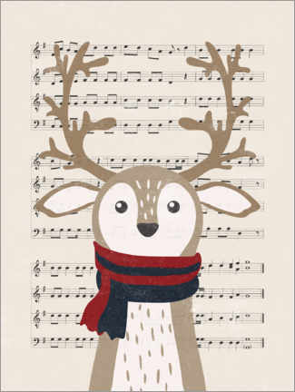 Galleritryk  Christmas music deer - Olga Telnova