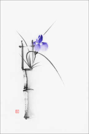 Plakat  Purple flower in a vase, sumie still life - Maxim Images