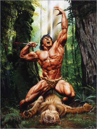 Plakat  Lord of the Jungle defeats a tiger - Joe Jusko