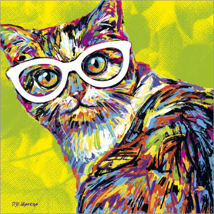 Print på skumplade  Funny Pop Art Cat