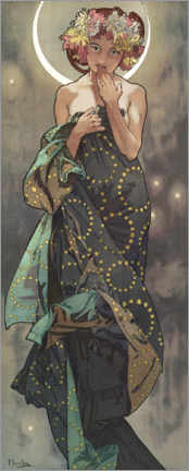 Lærredsbillede  The Moon and the Stars - The Moon - Alfons Mucha