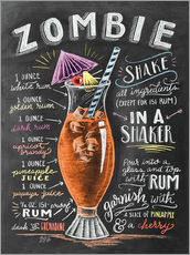 Selvklæbende plakat  Zombie cocktail opskrift (engelsk) - Lily &amp; Val