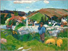 Selvklæbende plakat  The swineherd - Paul Gauguin