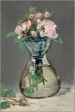 Selvklæbende plakat  Roses in a vase - Edouard Manet