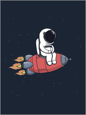 Selvklæbende plakat  Lille astronaut med raket - Kidz Collection