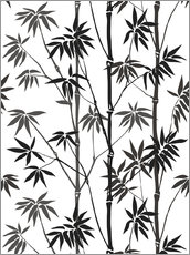 Selvklæbende plakat  Bambus sort-hvid