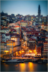Selvklæbende plakat  Porto in the evening, Portugal - Sören Bartosch