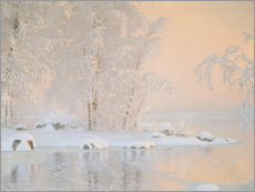 Lærredsbillede  Landscape with a frozen lake - Gustaf Edolf Fjæstad