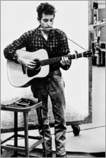 Print på træ  Bob Dylan med harmonika og guitar - Celebrity Collection