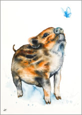 Plakat  Vildsvineunge og sommerfugl - Zaira Dzhaubaeva