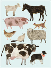 Selvklæbende plakat  Farm animals II - Victoria Borges