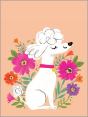 Plakat Poodle with flowers