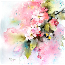 Lærredsbillede  Cherry blossoms with bee - Rachel McNaughton