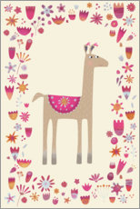 Plakat Llama with Flowers