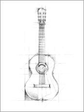 Print på skumplade  Guitar Sketch - Ethan Harper
